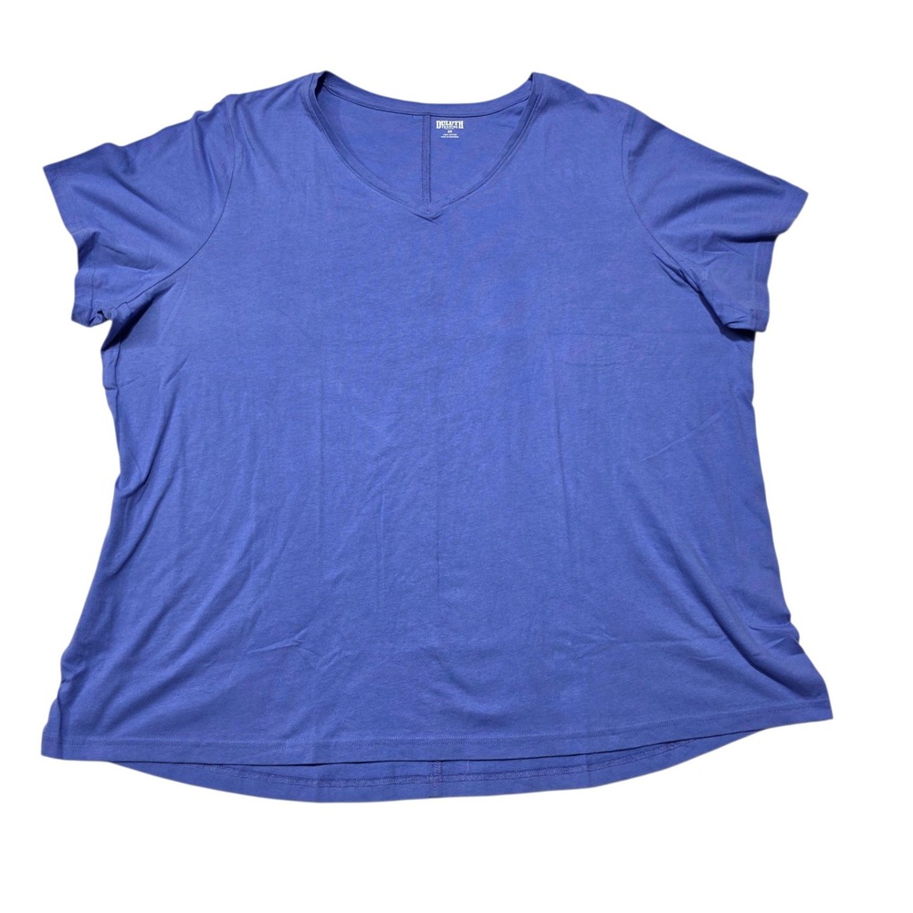 Duluth Trading Co V-Neck Short Sleeve T-Shirt Womens 3X Blue 100% Cotton